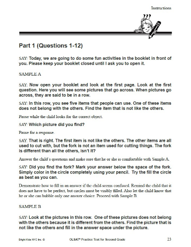 OLSAT Practice Test - Level C / Test One (3rd Grade Entry)