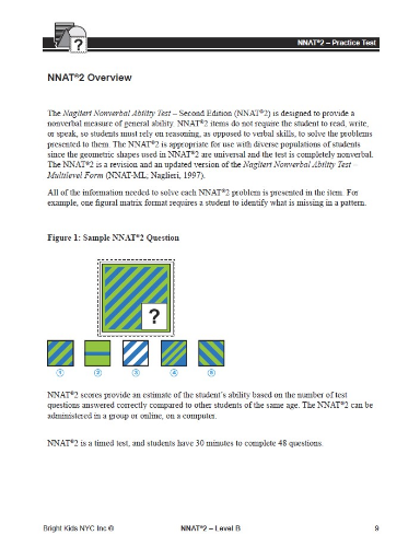 NNAT 2 Practice Test Level B - Test One (1st Grade)