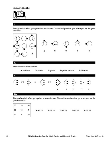 OLSAT Practice Test - Level G / Test One (10th - 12th Grade Entry)