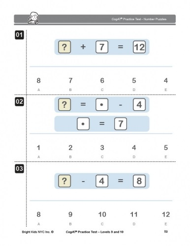 CogAT Form 7 Practice Test - Levels 9 & 10 (3rd & 4th Grade)