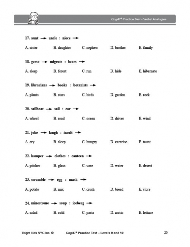 CogAT Form 7 Practice Test - Levels 9 & 10 (3rd & 4th Grade)