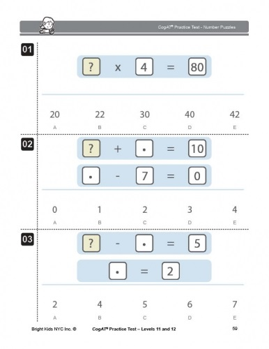 CogAT Form 7 Practice Test - Levels 11 & 12 (5th & 6th Grade)