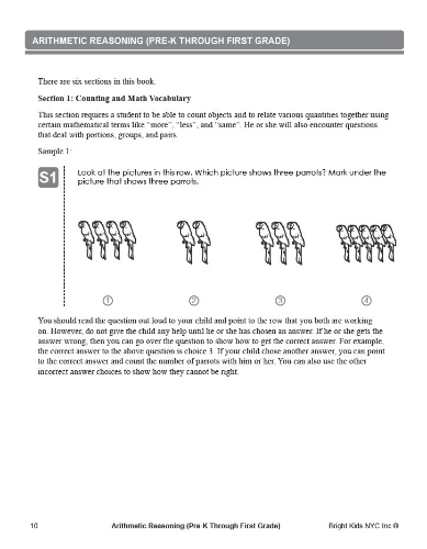 Arithmetic Reasoning Workbook (Pre K - 1st Grade)