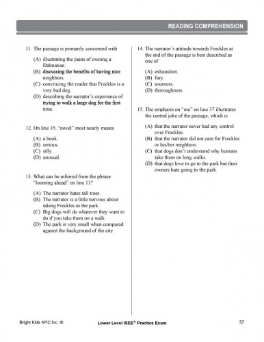 Lower Level ISEE Practice Exam - Test One (5th & 6th Grade)