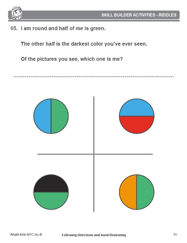 Following Directions & Aural Reasoning (Kindergarten & 1st Grade)