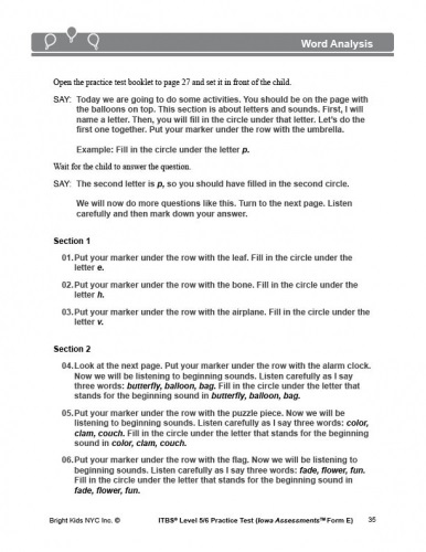 ITBS Level 5/6 Practice Test - Iowa Assessments Form E (Pre-K - 1st Grade)