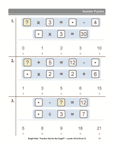 CogAT Practice Test Form 7 - Levels 13/14 (8th & 9th Grade)