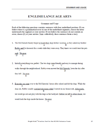 Hunter College High School Entrance Exam Practice Test (6th Grade)