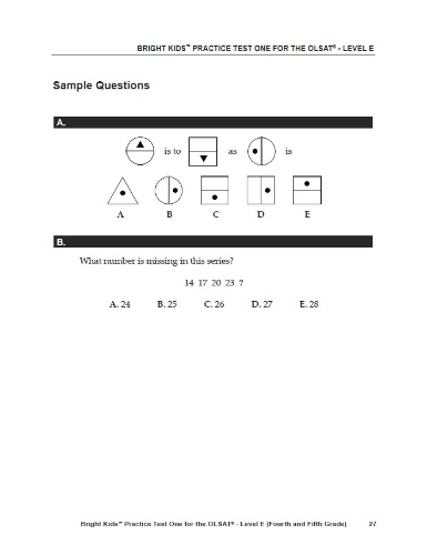 OLSAT Practice Test - Level E / Test One (5th & 6th Grade Entry)