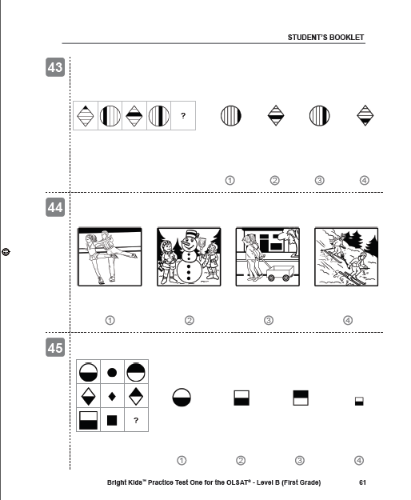 OLSAT Practice Test - Level B / Test One (2nd Grade Entry)