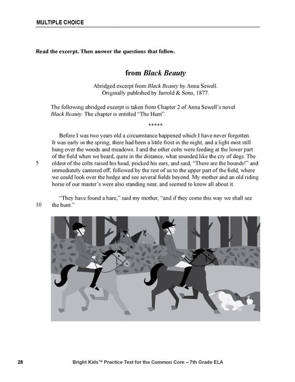 Bright Kids Practice Test for the Common Core -- Seventh Grade -- English Language Arts -- Second Edition