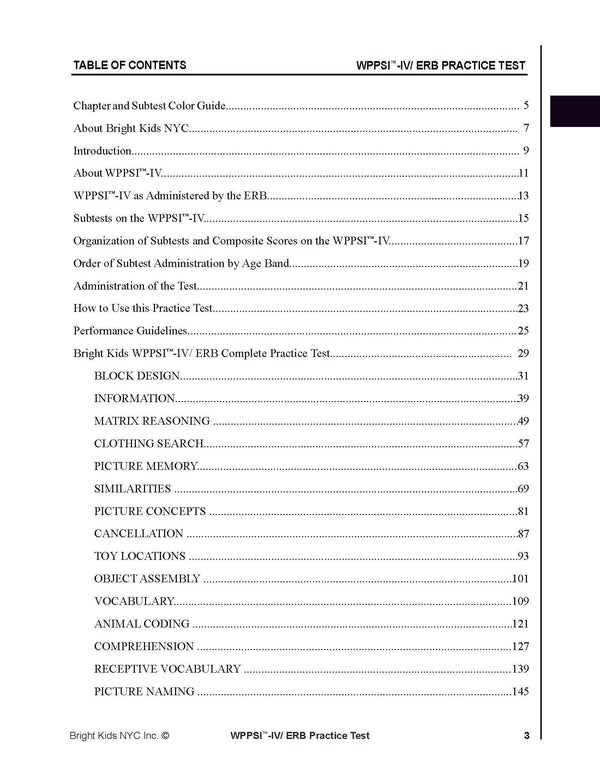 ERB WPPSI-IV Practice Test Package