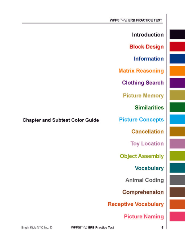 ERB WPPSI-IV Practice Test Package