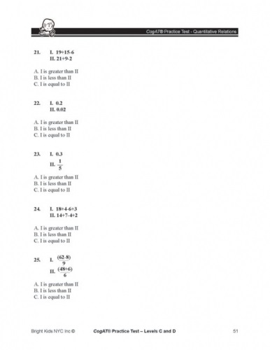 CogAT Form 6 Practice Test - Levels C & D (2nd & 3rd Grade)